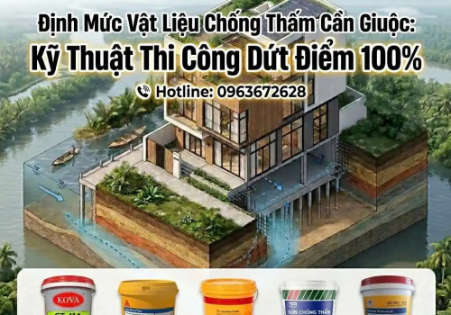 Định Mức Vật Liệu Chống Thấm Cần Giuộc 1M2 Cần Bao Nhiêu KG Và Kỹ Thuật Thi Công Dứt Điểm 100% 