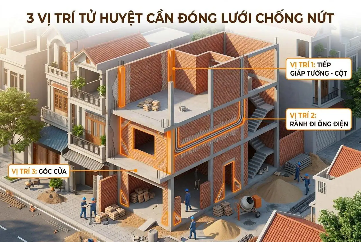 3 Vị Trí Quan Trọng Cần Đóng Lưới Tô Tường