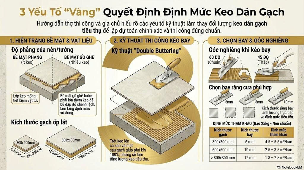 định mức keo dán gạch lát nền - 3 yếu tố