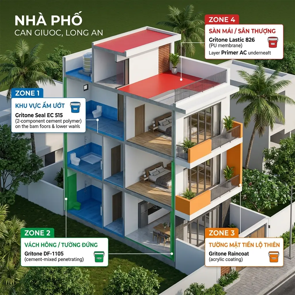 các dòng vật liệu chống thấm - ứng dụng cho từng khu vực