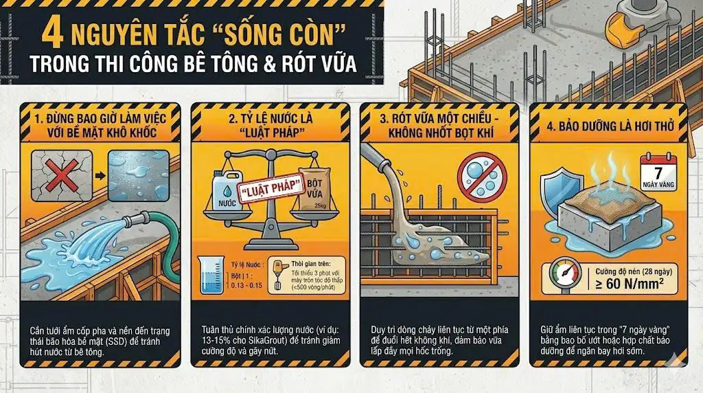 các dòng sikagrout - 4 yếu tố sống còn