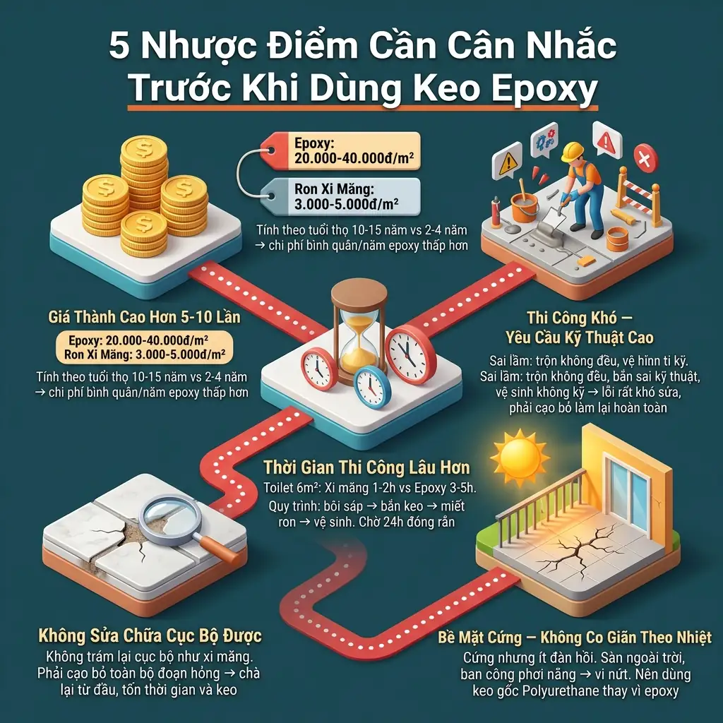 có nên dùng keo chà ron epoxy không - nhược điểm