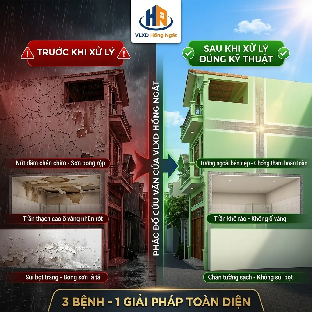 vị trí chống thấm - 3 bệnh 1 giải pháp