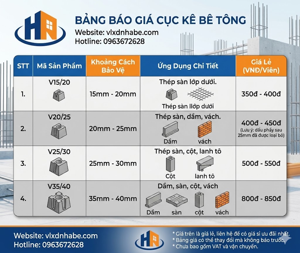 Bảng Giá Viên Kê Bê Tông