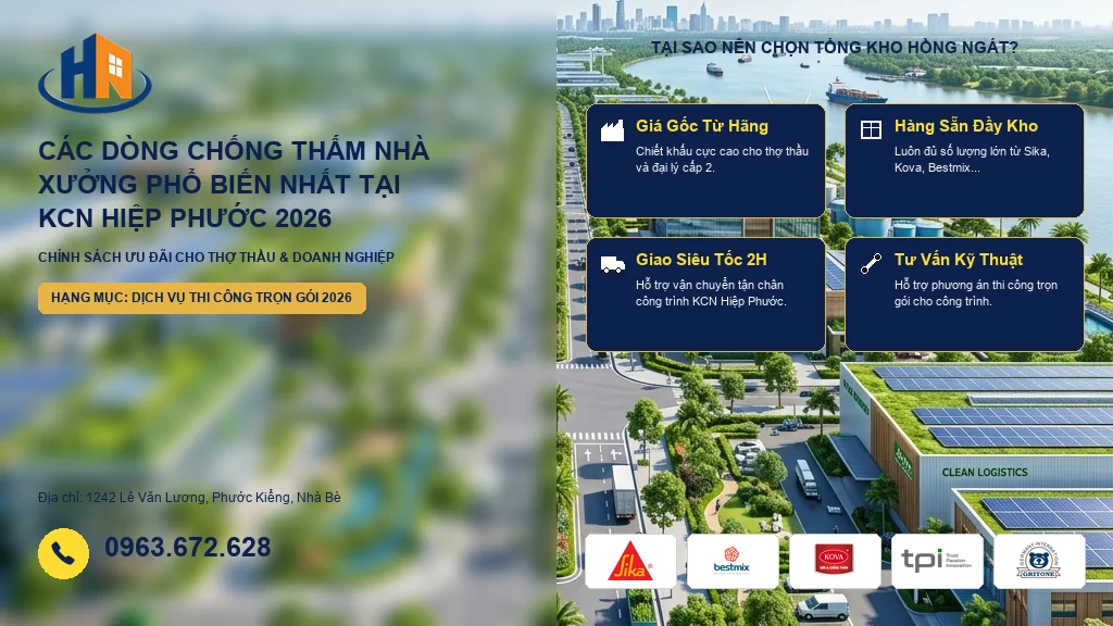 Các Dòng Chống Thấm Nhà Xưởng Tốt Nhất Tại KCN Hiệp Phước