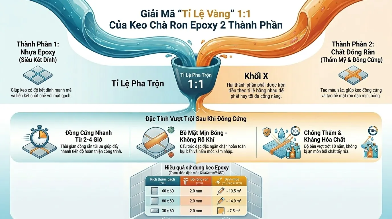 báo giá keo chà ron 2 thành phần epoxy - cấu tạo
