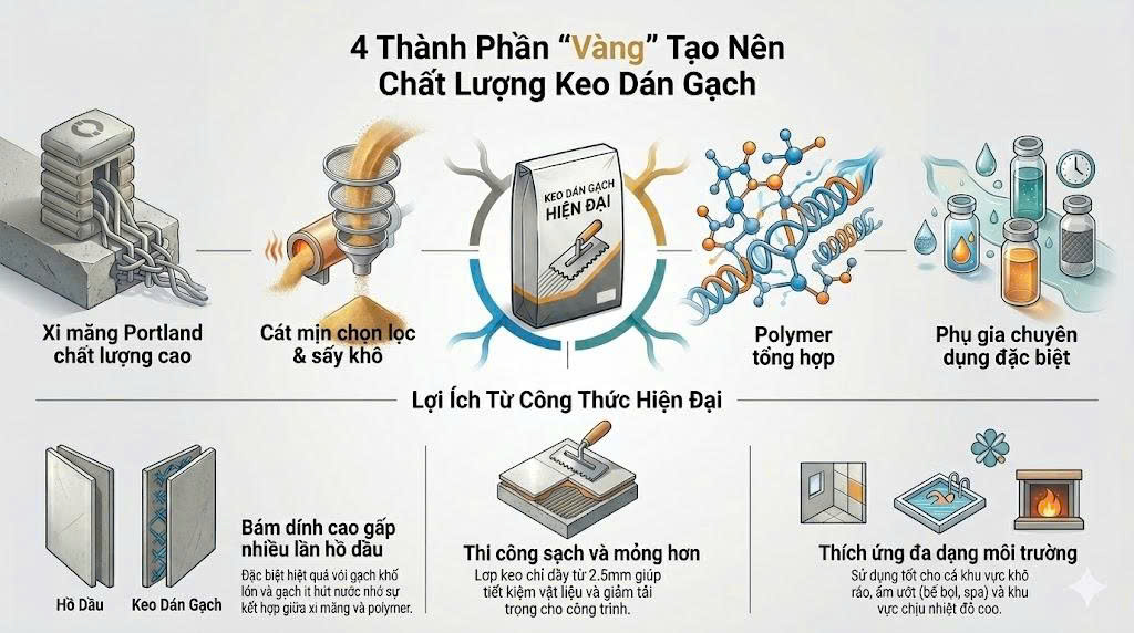 các dòng keo dán gạch men - cấu tạo