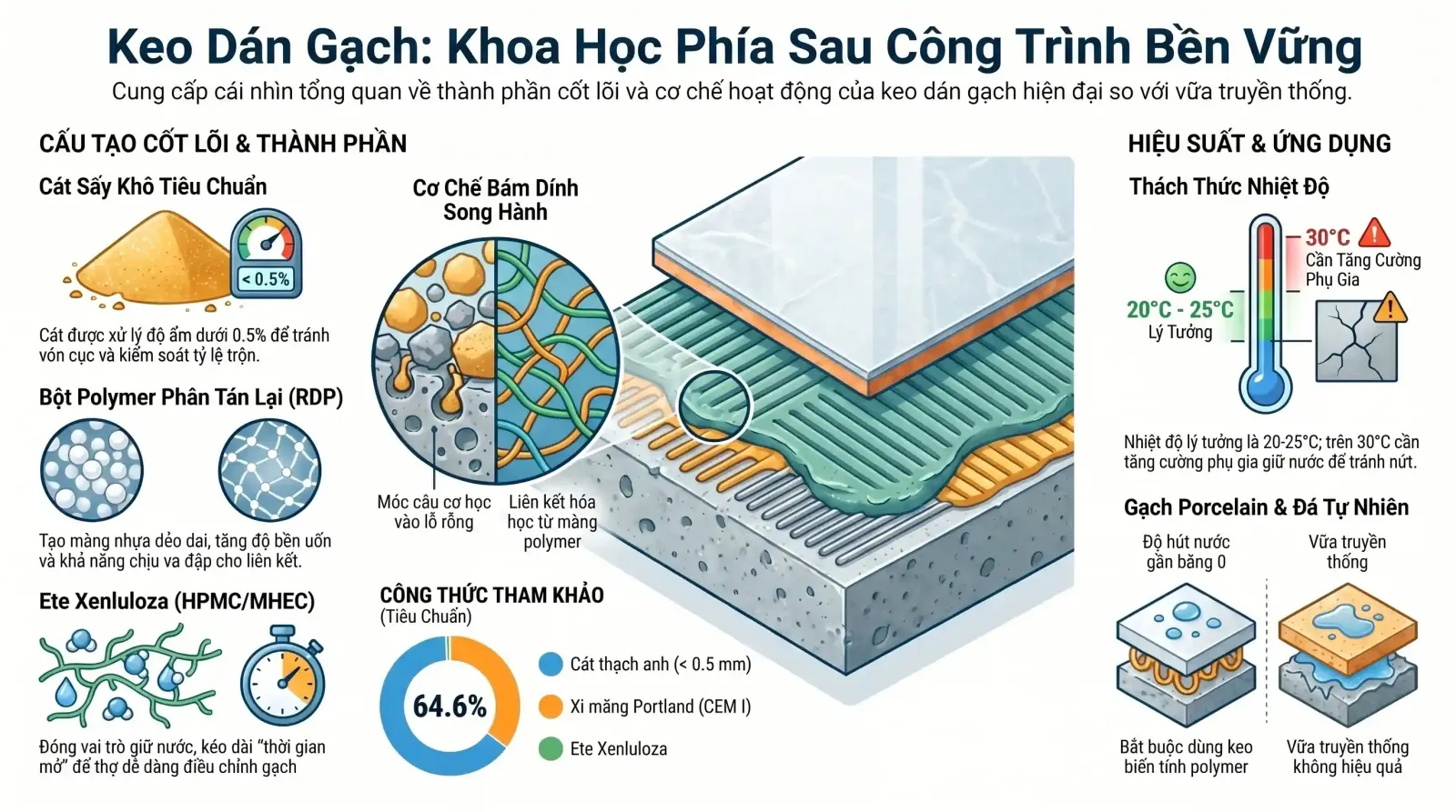 đại lý keo dán gạch quận 8 - cấu tạo keo dán gạch