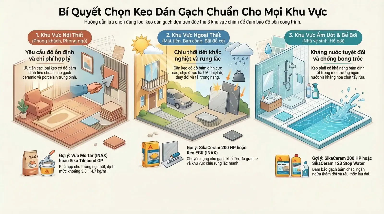 đại lý keo dán gạch cấp 1 - các chọn keo dán gạch