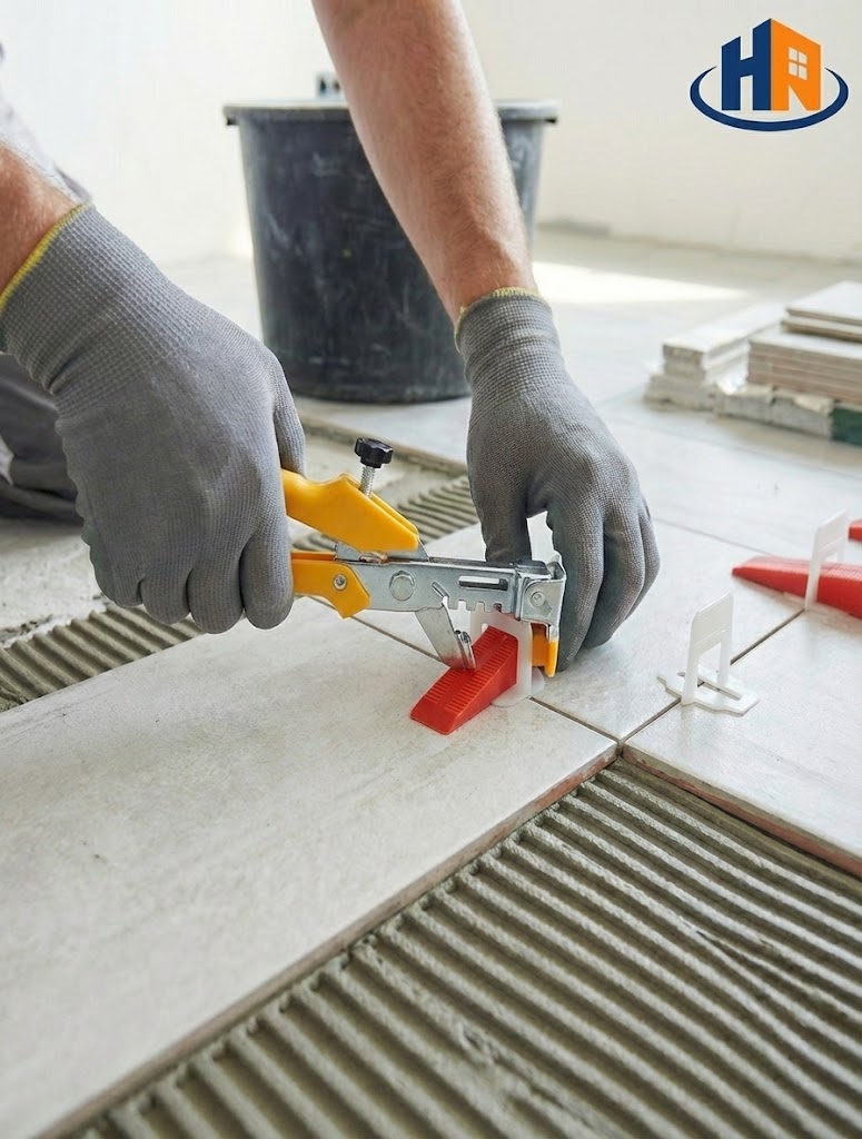 Thi Công Dán Gạch Bằng Nêm Ke Chuyên Dụng