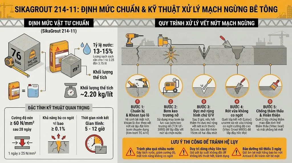 định mức sikagrout - cách khắc phục