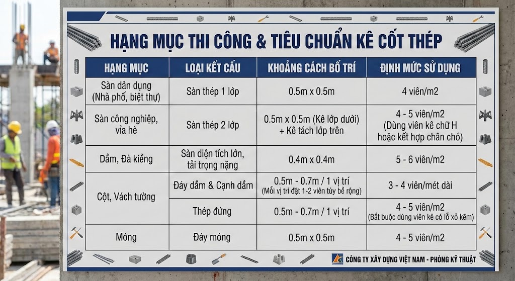 Định Mức Sử Dụng Viên Kê Bê Tông