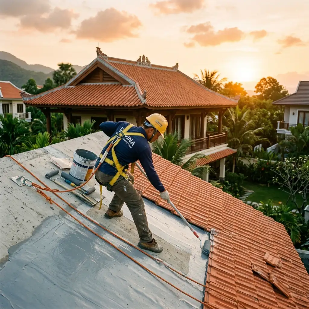 Thi Công Chống Thấm Mái Gritone Lastic 826