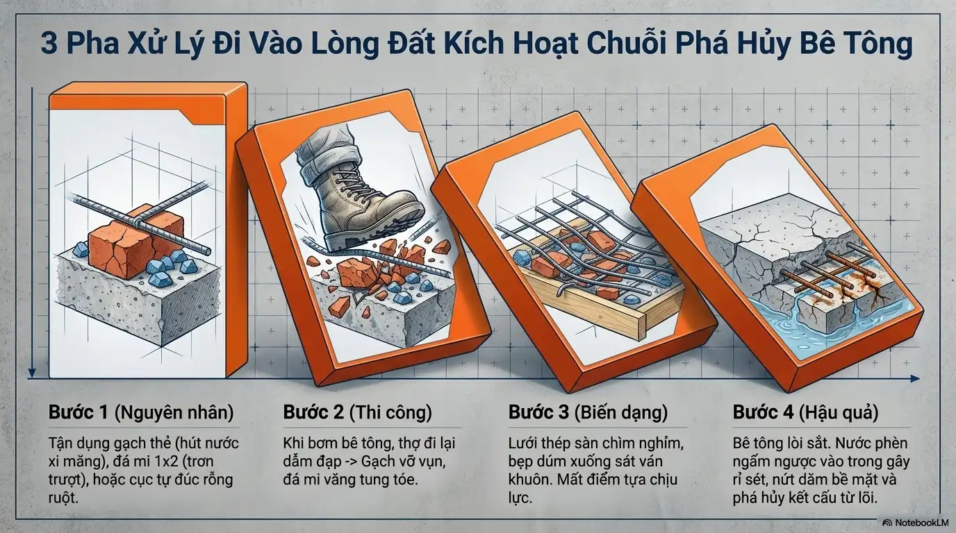 viên kê bê tông quận 8 - hậu quả khi dùng gạch ống