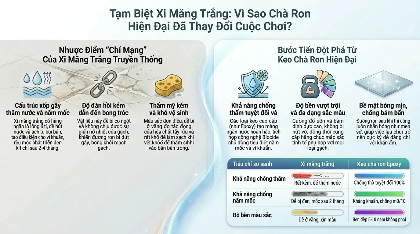 Lý Do Keo Chà Ron Bột Weber Thay Thế Xi Măng Trắng