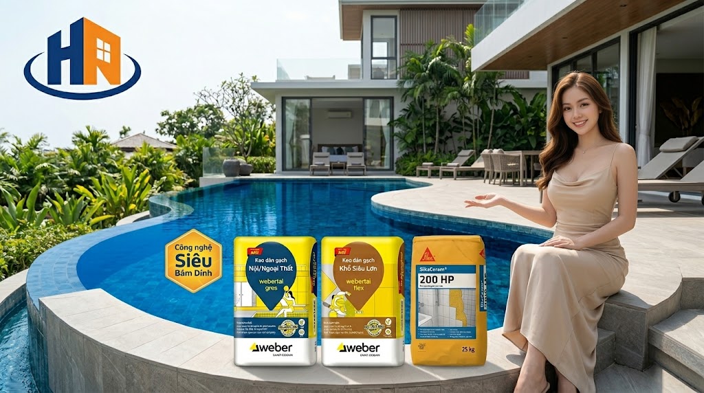 cách chọn keo dán gạch ốp tường - hồ bơi