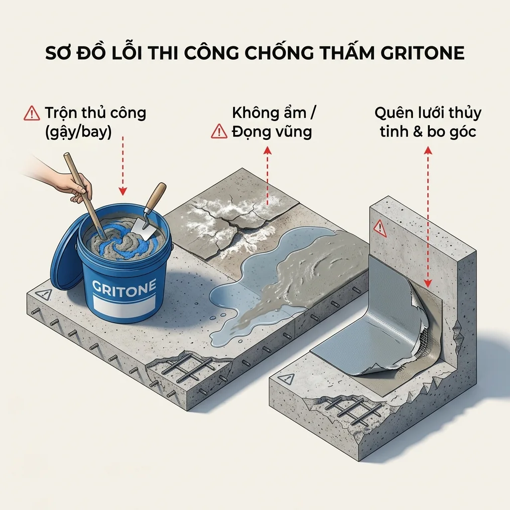 định mức chống thấm gritone - 3 sai lầm