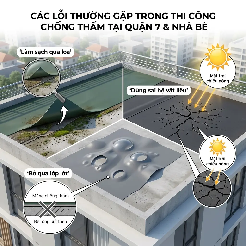 báo giá chống thấm gritone - lỗi thi công