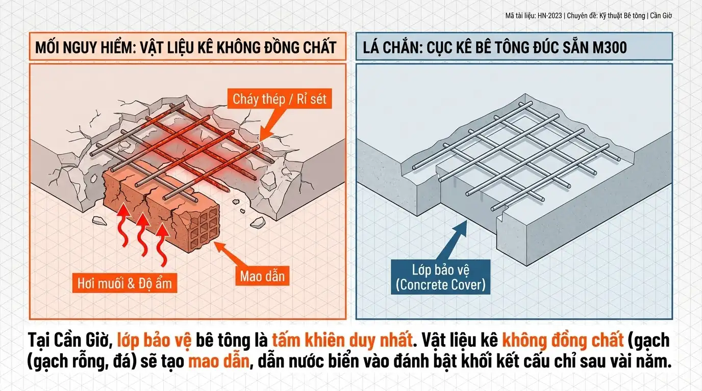 viên kê bê tông cần giờ - lớp phủ bê tông