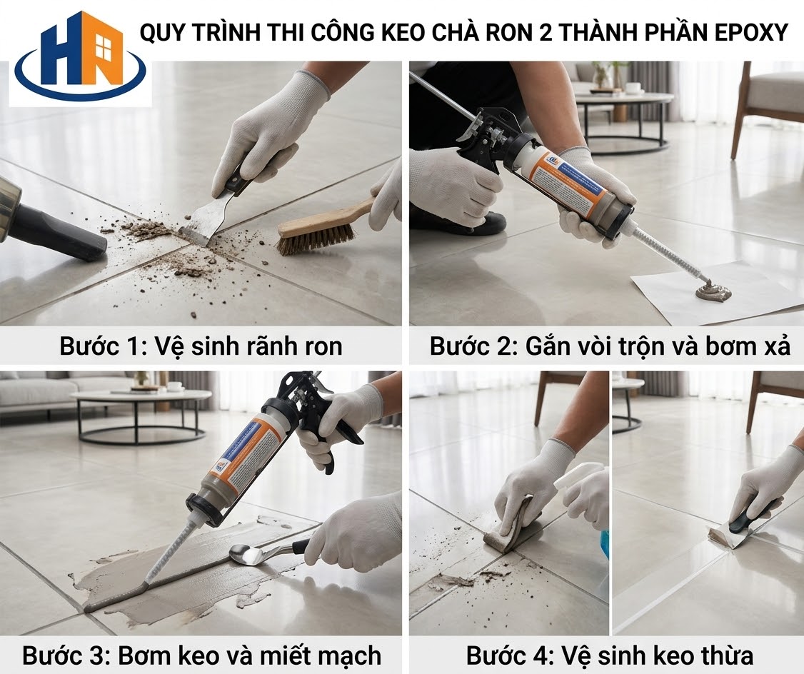 định mức keo chà ron 2 thành phần epoxy - thi công
