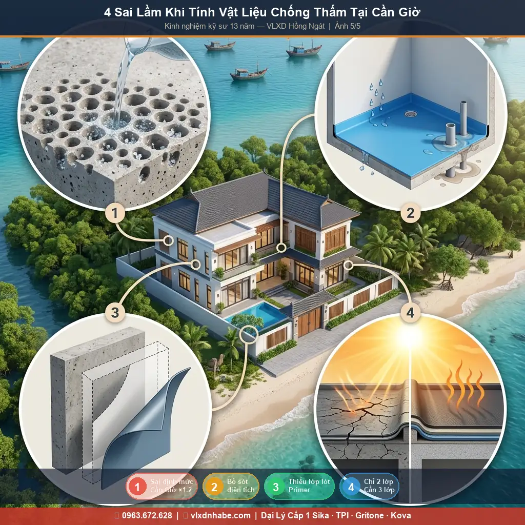 cách tính vật liệu chống thấm - 4 sai lầm