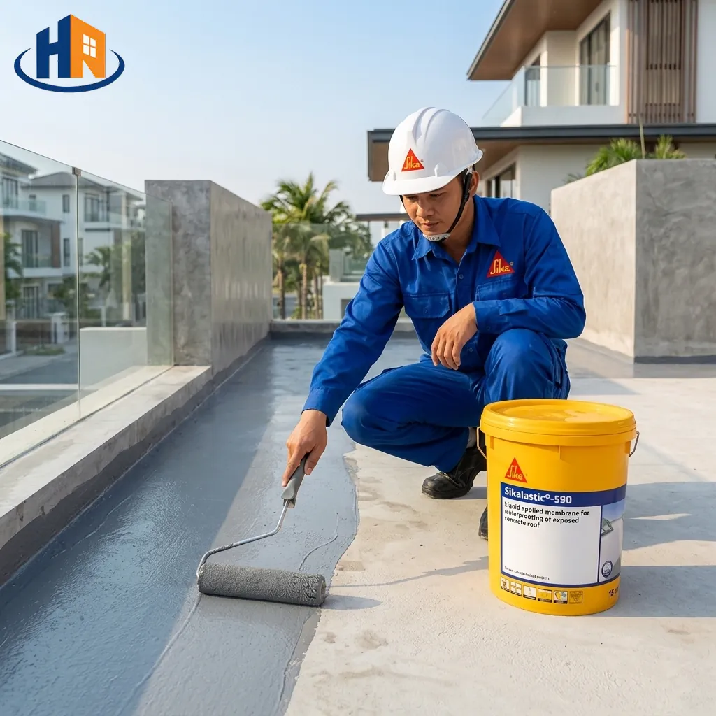 Thi Công Chống Thấm Sân Thượng SikaLastic 590