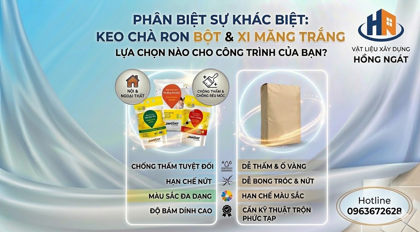 So Sánh Keo Chà Ron Bột Với Xi Măng Trắng