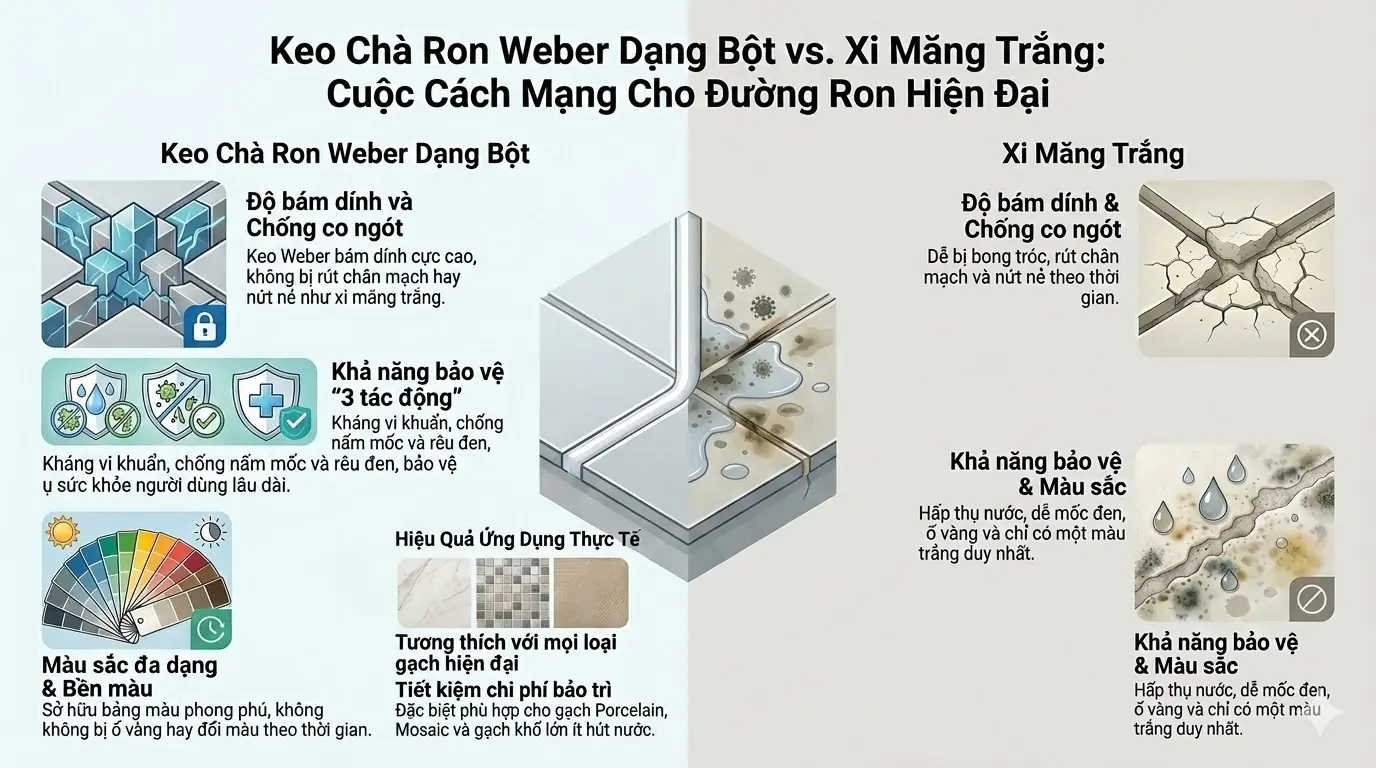 So Sánh Keo Chà Ron Weber Với Xi Măng Trắng