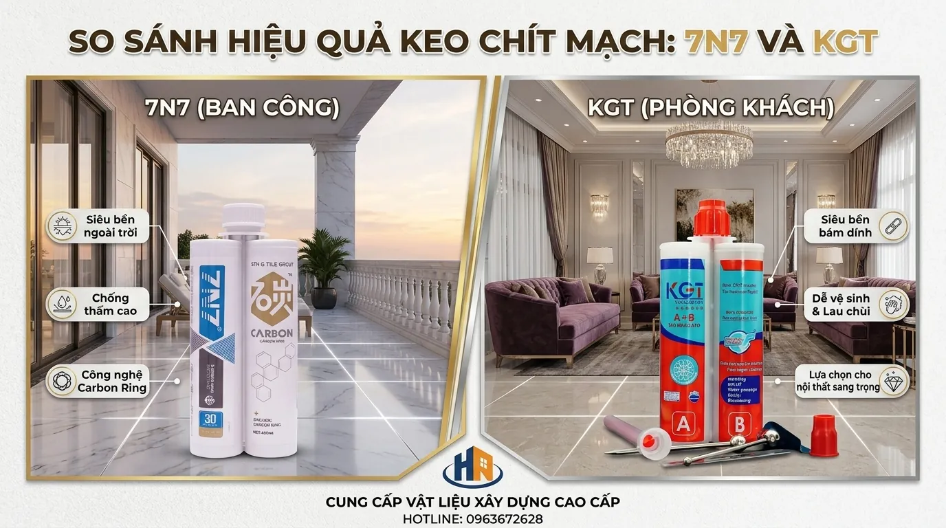 So Sánh Keo Chít Mạch 7N7 Và KGT