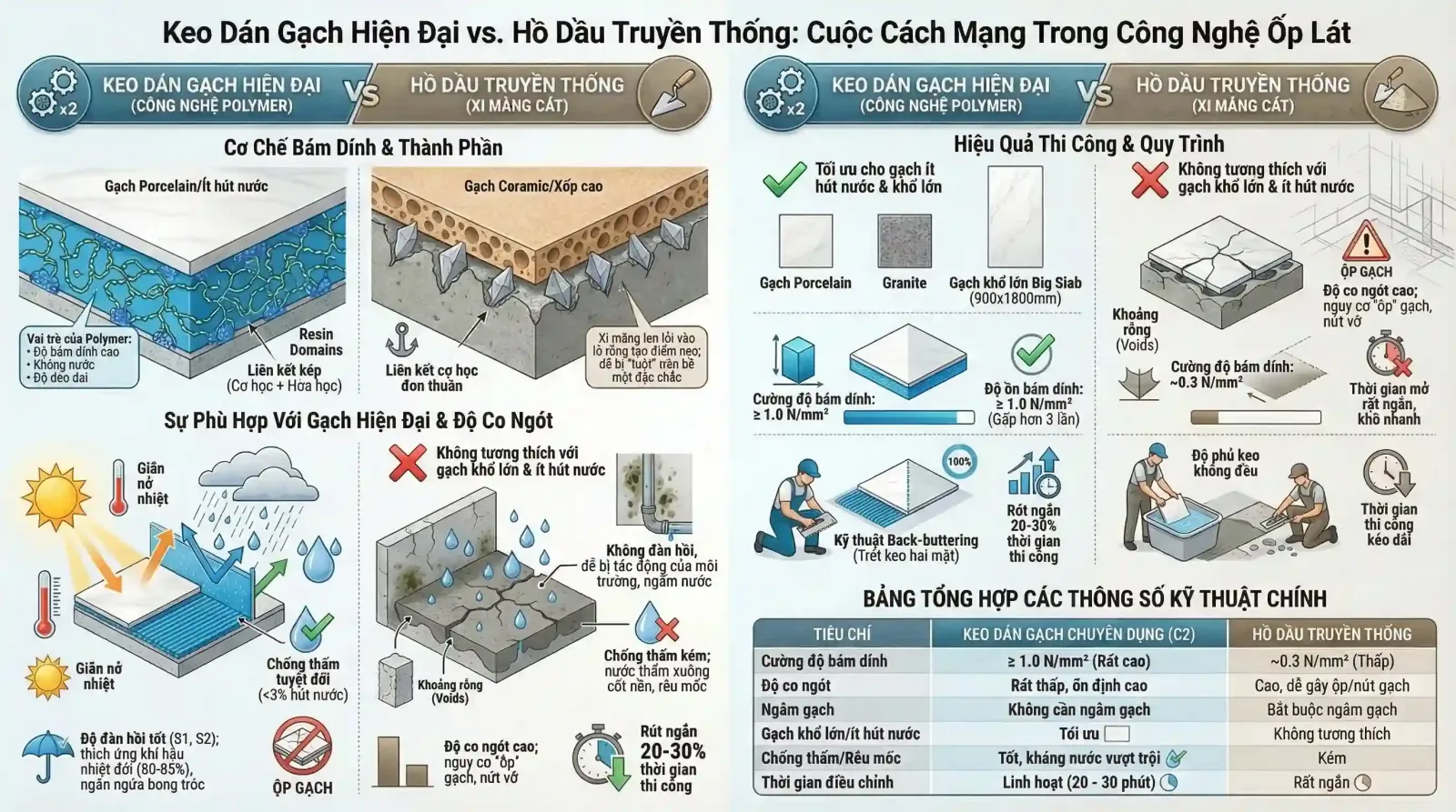 keo dán gạch cần giuộc - So Sánh Keo Dán Gạch Với Hồ Dầu Truyền Thống