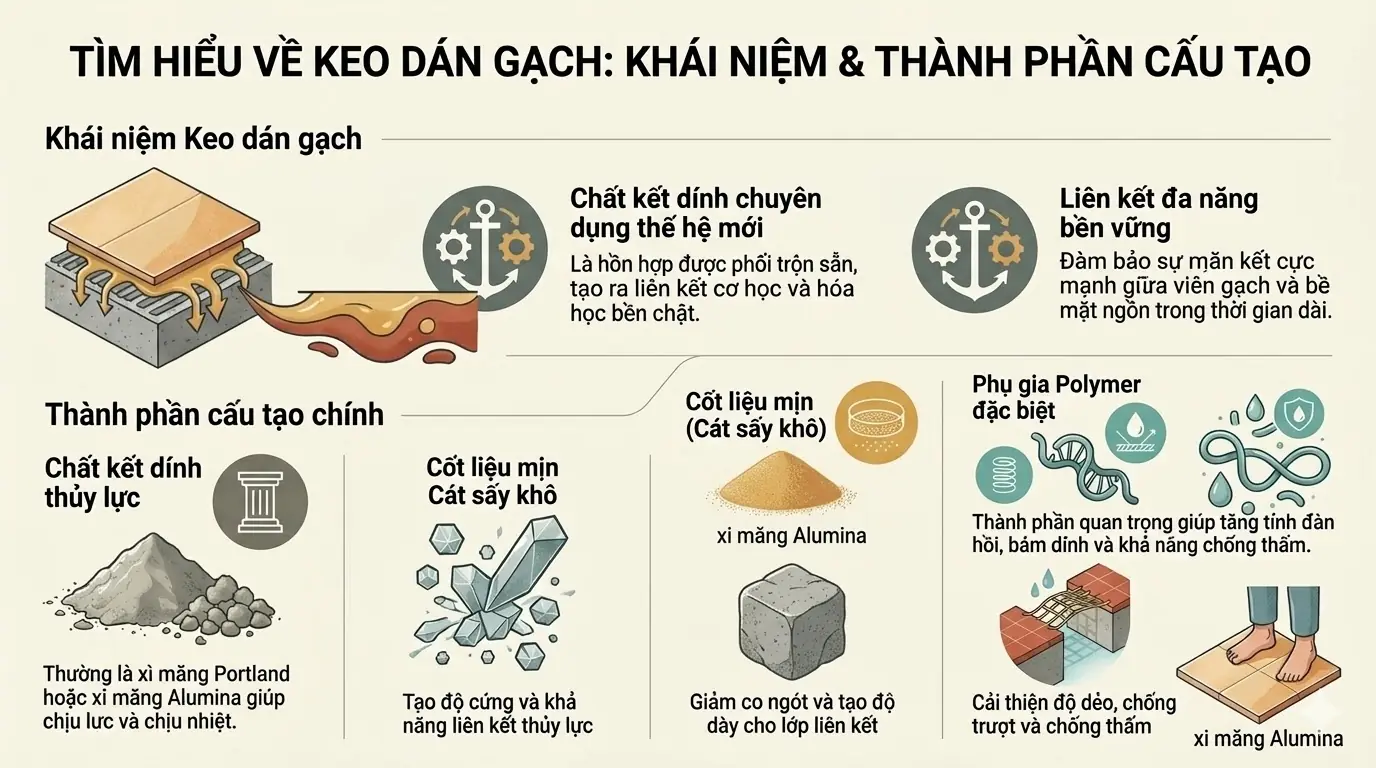 Các dòng  keo dán gạch - cấu tạo