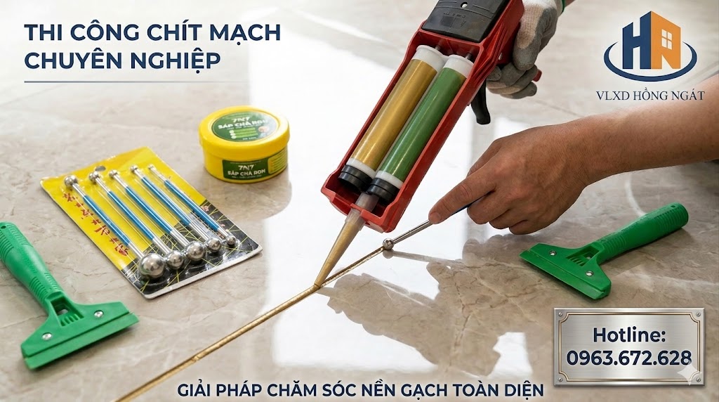 Thi Công Keo Chít Mạch 2 Thành Phần