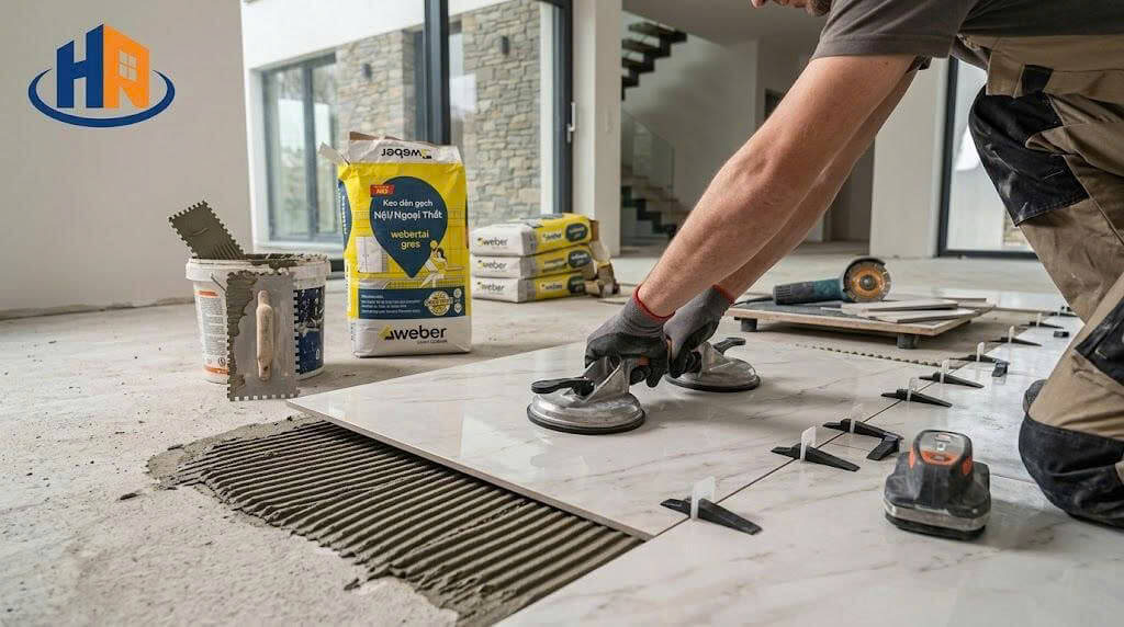 định mức keo dán gạch lát nền - thi công