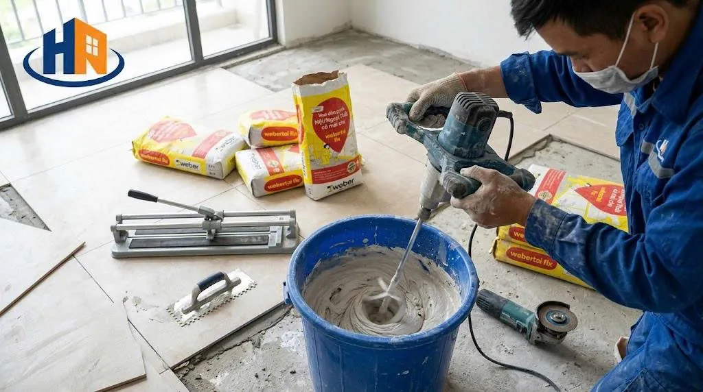 định mức keo dán gạch quận 8 - thi công