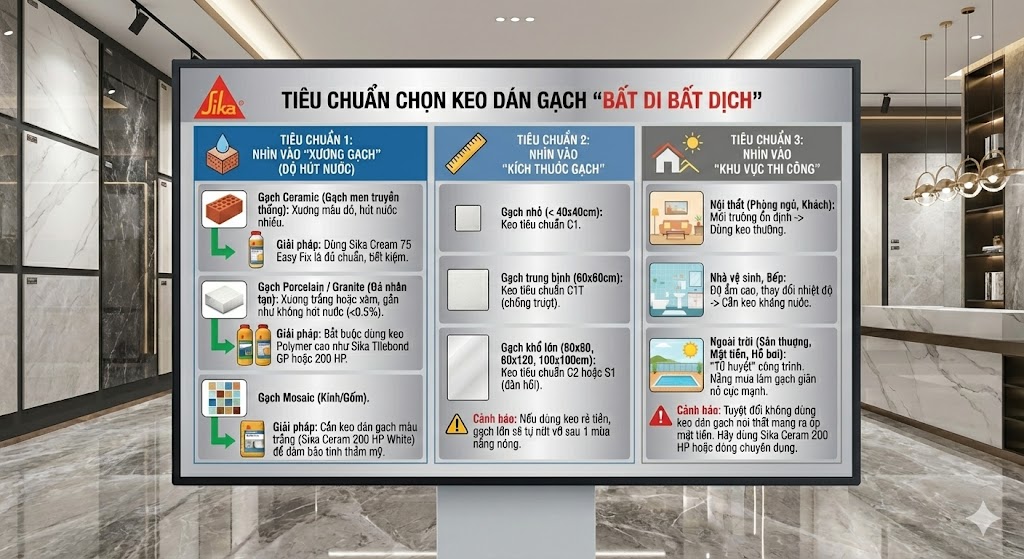 3 Tiêu Chuẩn Chọn Keo Dán Gạch Sika