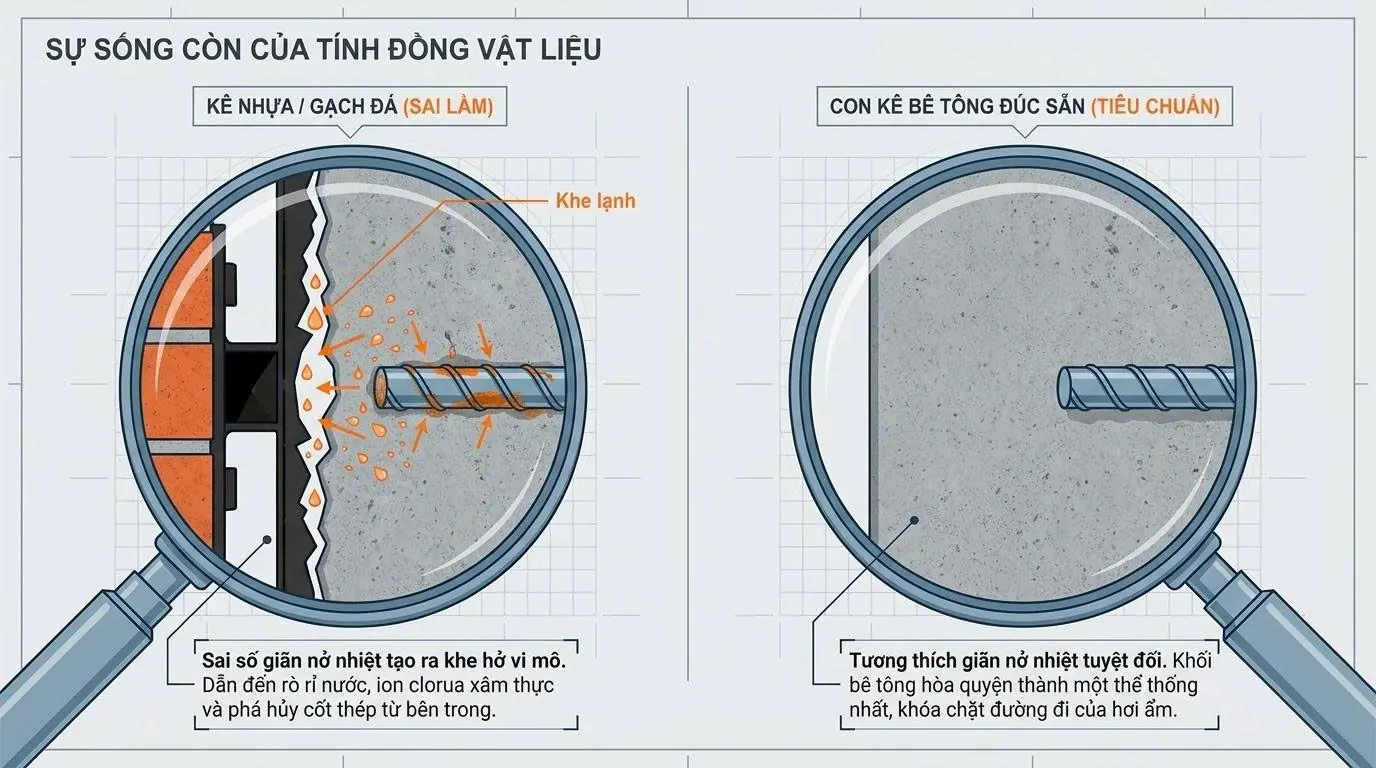 viên kê bê tông - tính đồng nhất