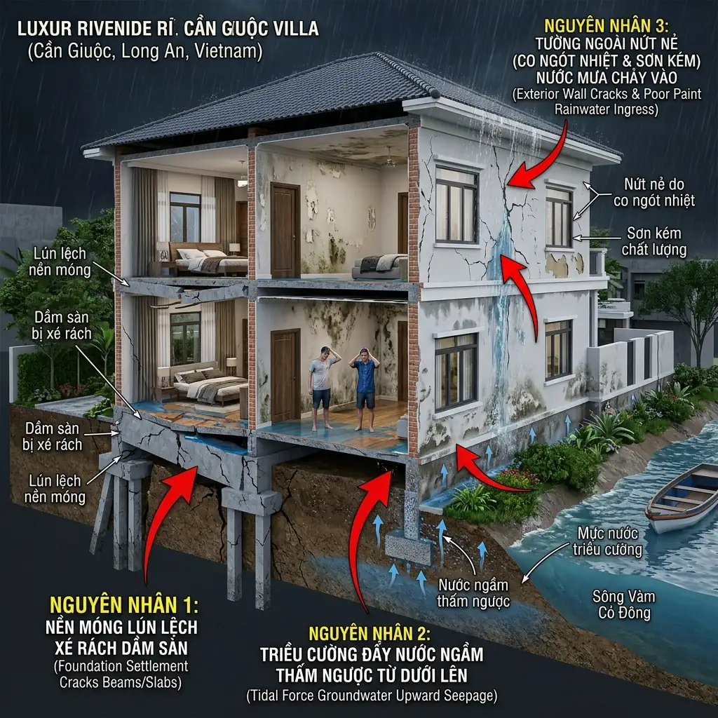 vật liệu chống thấm cần giuộc - nguyên nhân thấm dột