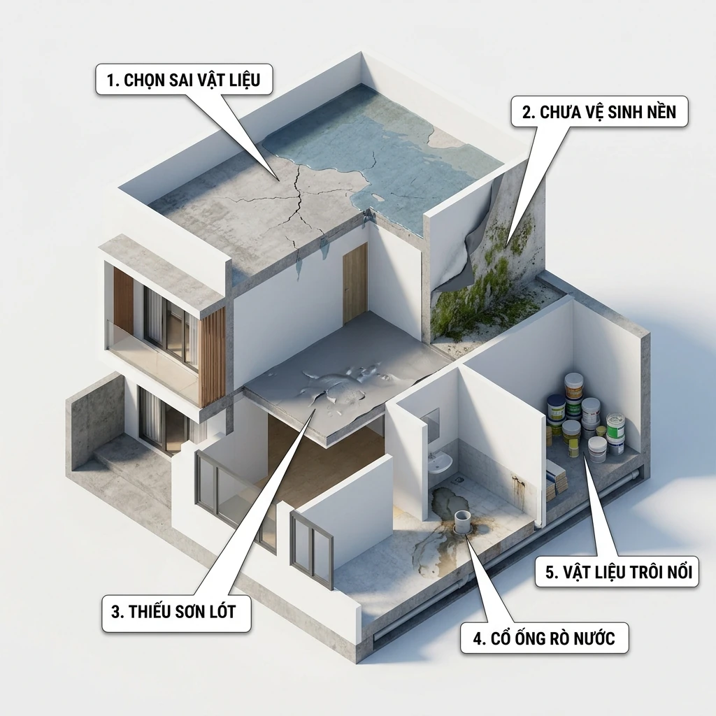 đại lý chống thấm - 5 sai lầm khi chống thấm