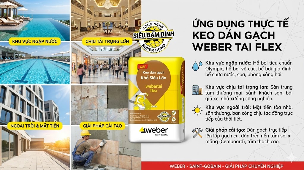 Keo Dán Gạch Weber Tai Flex - Ứng Dụng
