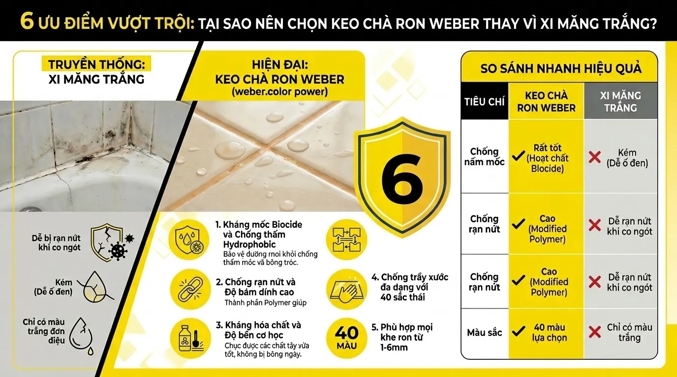 Ưu Điểm Của Keo Chà Ron Bột So Với Xi Măng Trắng