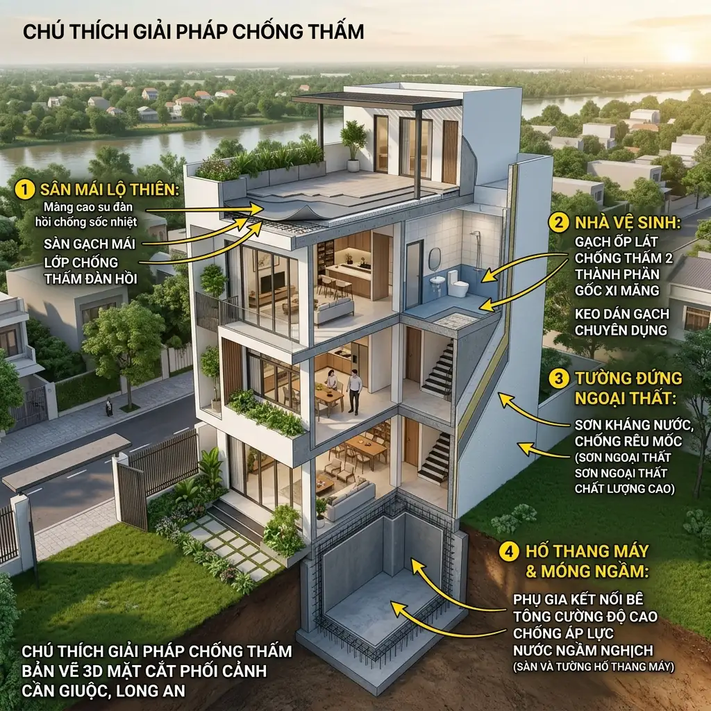 vật liệu chống thấm cần giuộc - hệ thống chống thấm