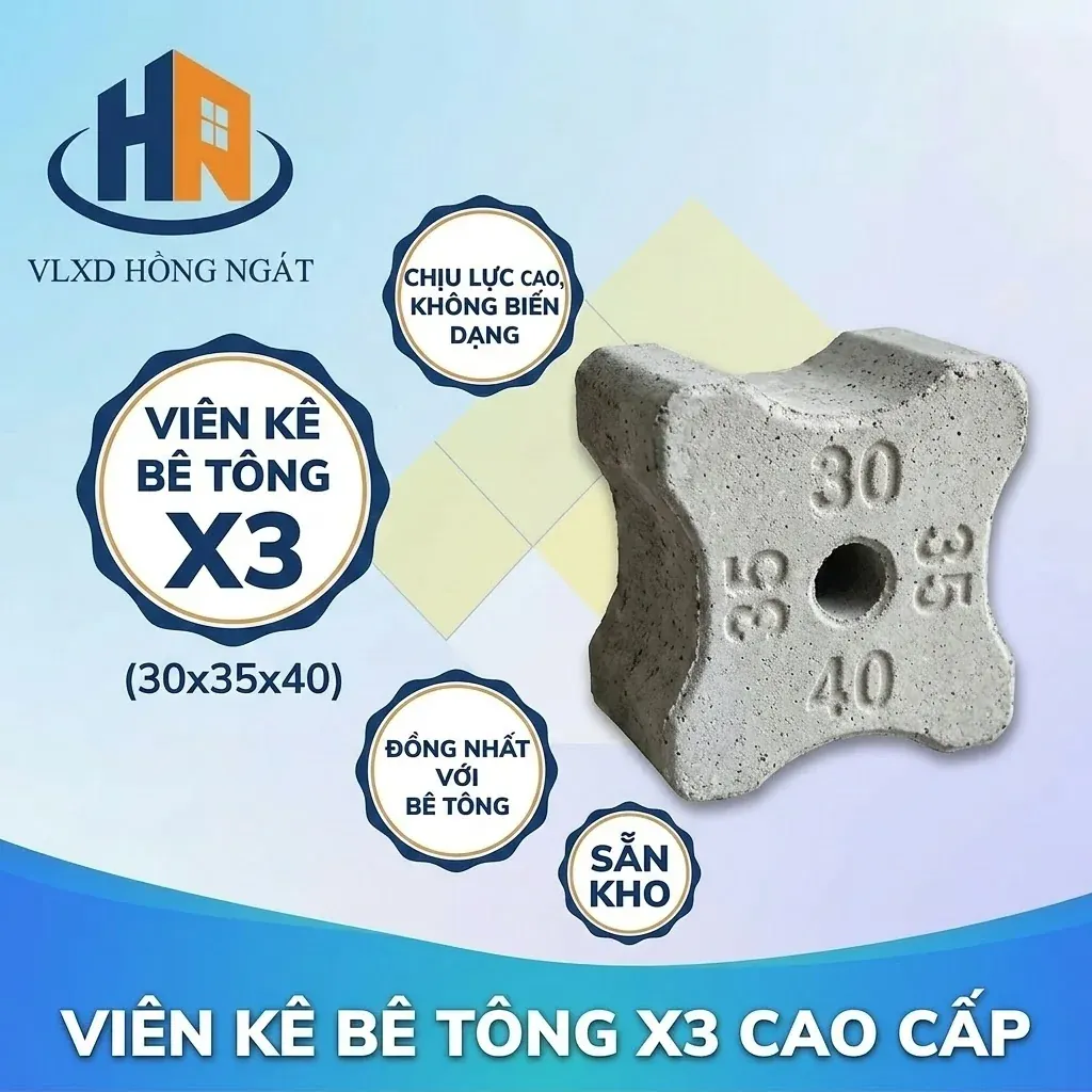 Viên Kê Bê Tông X3 (30x35x40) Mác Cao:  Giải Pháp Chống Cháy Thép