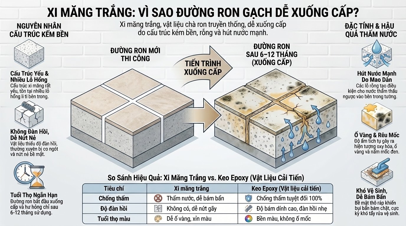 keo chà ron epoxy - Cấu Trúc Của Xi Măng Trắng