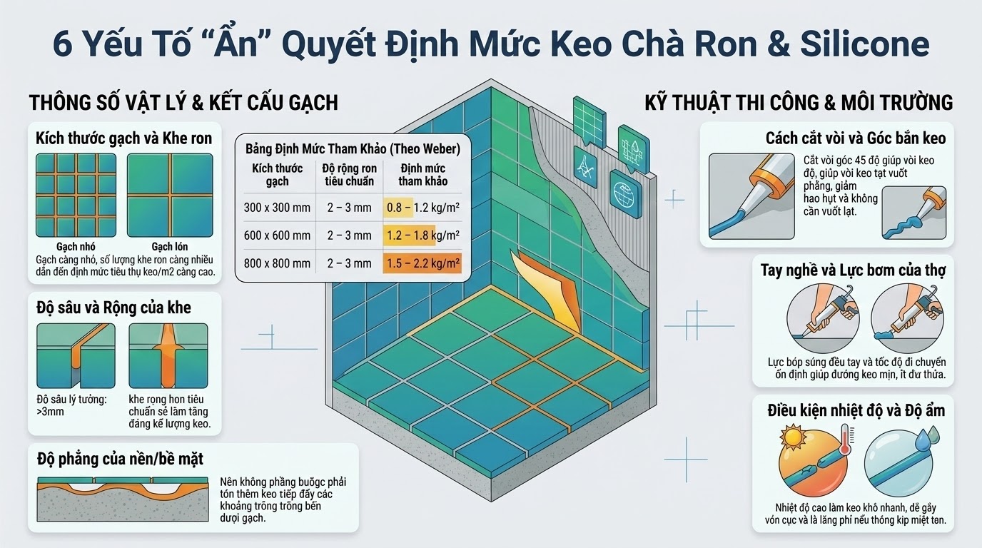 Các Yếu Tố Ảnh Hưởng Đến Định Mức Sử Dụng Keo